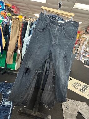 Men’s Purple Brand Jeans Distressed SZ 40 BLK Streetwear Rare Faded